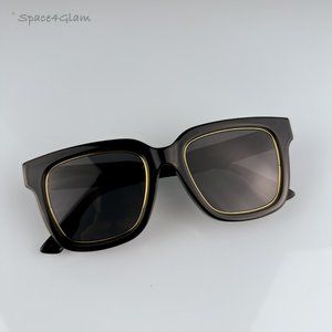 Gucci GG1136SA 001 Sunglasses Black/Gold Grey Square Women GG 1136SA